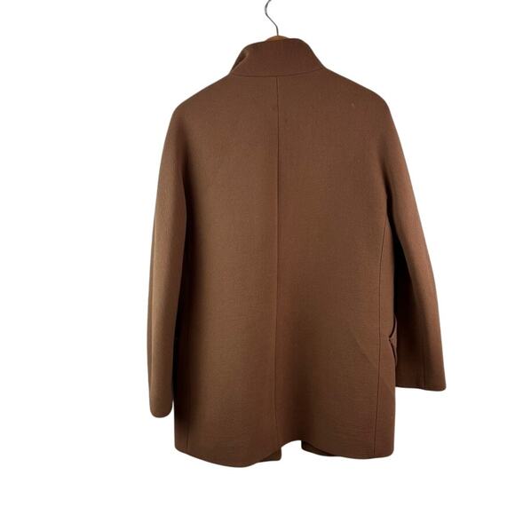 J.Crew Double Cloth Wool Coat Camel Italian Manifattura Di Carmignano Asymmetric - Picture 3 of 8